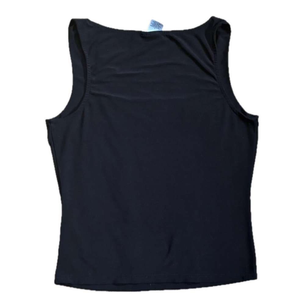 Black Fitted Crop Top Tank Top Shirt Juniors Size Large Square Neckline Neutral - Picture 3 of 5